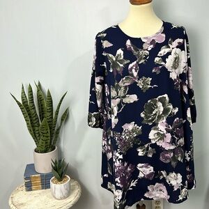 Mia + Tess floral 3/4 sleeve dress size small